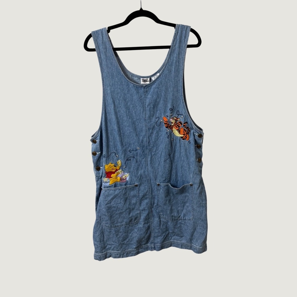 Vintage Disney Catalog Winnie the Pooh Denim Dress Tigger Embroidered Jumper
